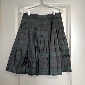 Talbots pleated A-line skirt in navy/green plaid